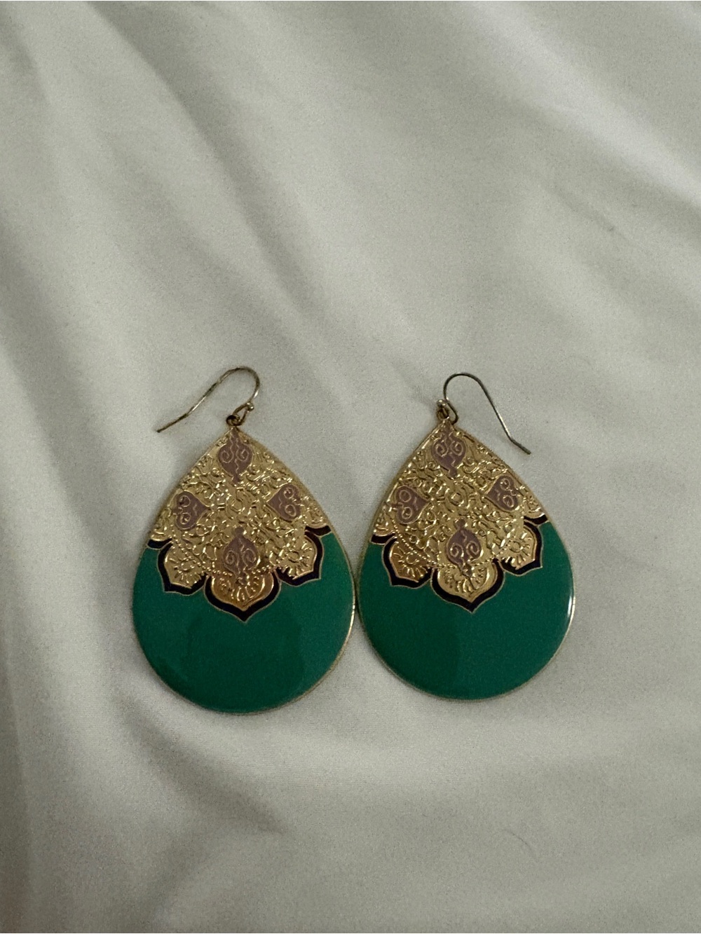 Gold-Accent Green Teardrop Earrings - Women Jewelry
